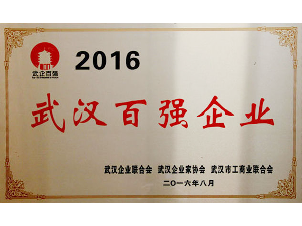 2016年 銀豐集團榮獲武漢百強企業稱号 2016年 銀豐集團榮獲武漢百強企業稱号